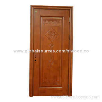 Exquisite Interior Solid Wooden Door with Natural Wood Veneer and Environment-friendly Painting